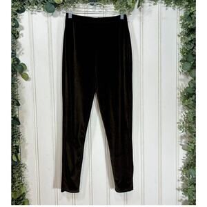 Vintage Velvet Pants 90s Brown Legging High Rise Straight Leg Casual Women LARGE